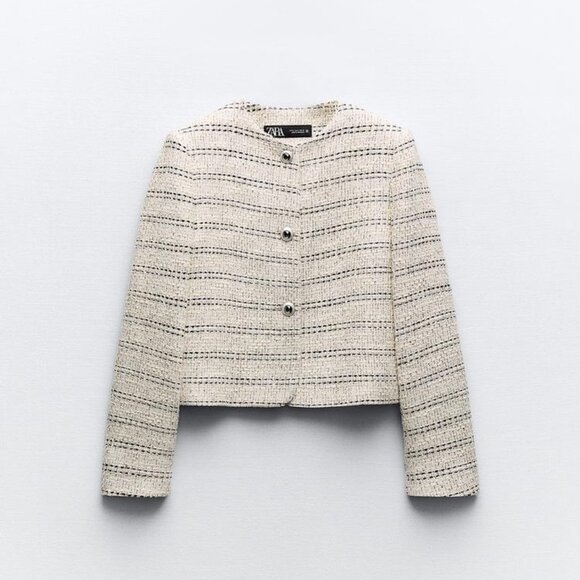 Shoulder pad tweed cropped jacket (Zara) - Picture 3 of 3